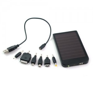 Солнечная батарея + USB-Зарядка + Аккумулятор: 2600mAh/5.5V Black Aluminium; 6 переходников  питания